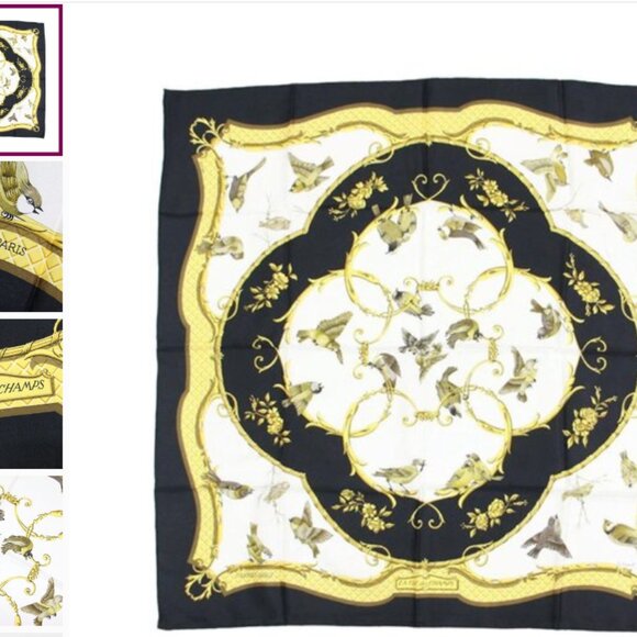Hermes White Jacquard Silk Scarf La Cle Des Champs 1965 Facconet - Picture 1 of 1